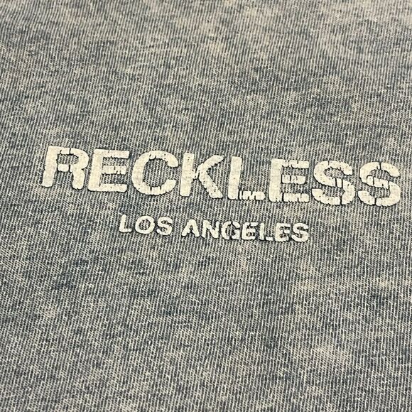 Vintage Young & Reckless High Low Curved Hem Distressed Tee - Picture 4 of 5